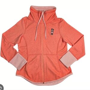 Tommy Bahama x Disney Minnie Mouse Cowl Knit Coral Full Zip Sweatshirt XL Cruise